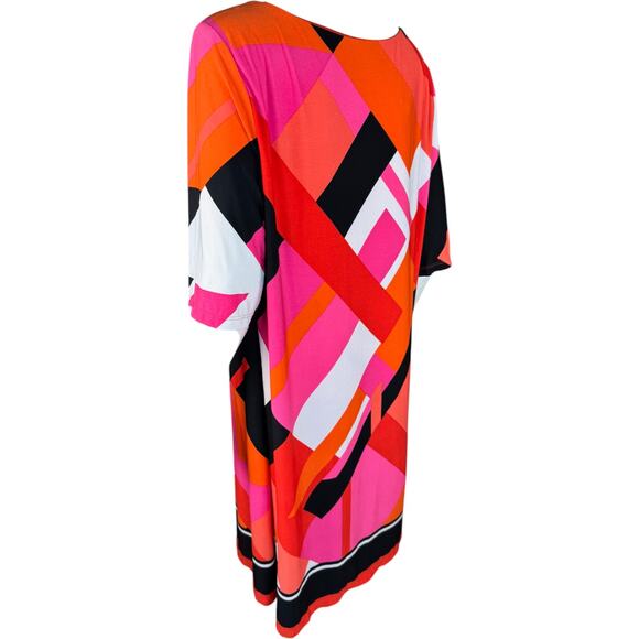 J Howard Shift Dress 18 Multicolor Geometric Half Sleeve Polyester Spandex - Picture 4 of 14